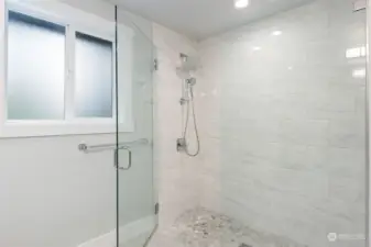 Large bathroom shower.