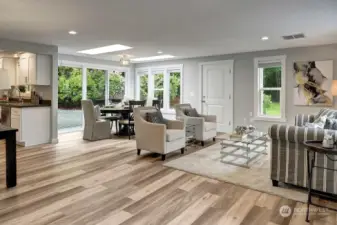 View towards the sliding doors leading to the back yard.