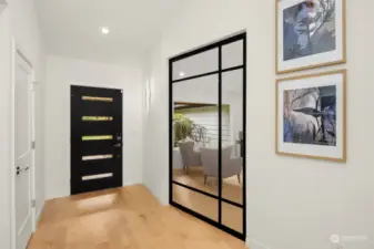 The office hosts a show stopping pivot door that tells you right away this is a special home!