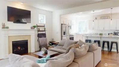 Living room looking in towards kitchen