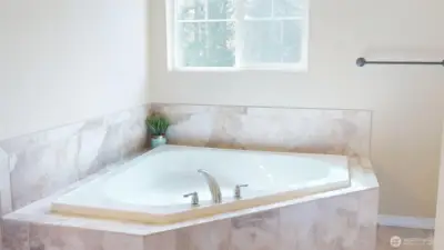 Huge soaking tub in primary ensuite