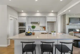 Kitchen with island and eating space