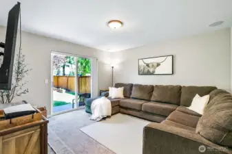 Downstairs Family Room with patio just outside.