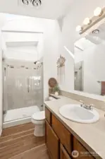Primary bath w/a walk in shower.