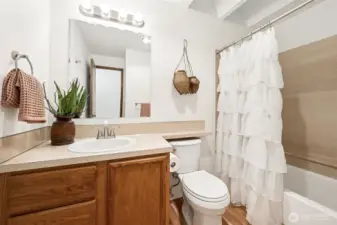 Here is the guest bathroom w/a tub/shower combo.
