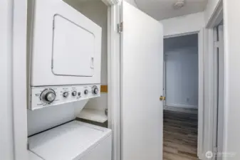 In-unit washer and dryer in closet.