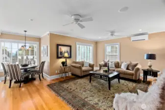 A brand new Daikin mini-split provides additional efficient heating or cooling year-round. The space is complete with ceiling fans and built-in audio surround sound.