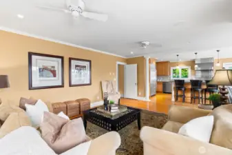 Beautiful handcrafted woodwork adds timeless beauty to this living space.