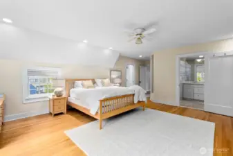 The oversized primary bedroom is a true retreat.