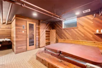 Indulge in ultimate wellness with the indoor cedar sauna and spa-room.