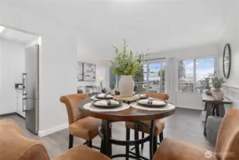 View from dining room into living room