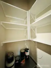 Linen closet in Laundry room