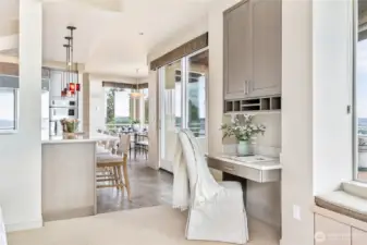 Office nook off of kitchen and family room