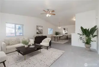 Virtually staged living and dining rooms