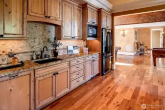 Kitchen between theatre and game room