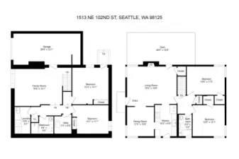 Here is the floor plan of the house. The main-floor floor plan is on the right, and the basement floor plan is on the left.