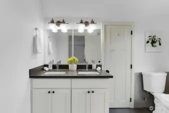 Primary bath with dual vanity and separate shower