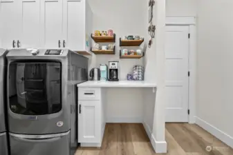 Large utility/laundry space with upgraded custom cabinetry