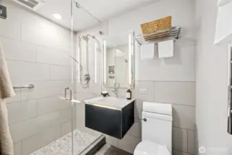 Bathroom was remodeled.