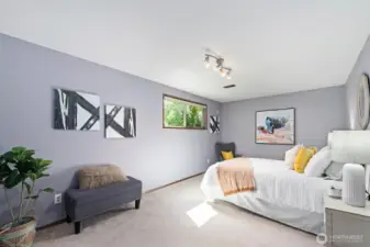 The lower level bedroom is huge! You can fit a King bed here easily.