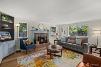 Wood-burning fireplace & wonderful natural light!