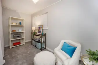 Lower level office, bedroom or large walk-in closet.