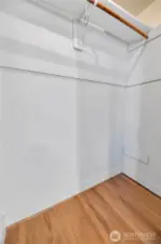 Walk in closet off living room