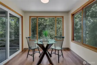 Best place for breakfast in University Place!! Surrounded by forest & slider to covered deck.
