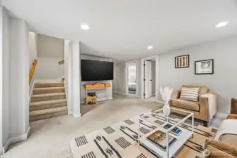 Easy outdoor access from recreation/media room.