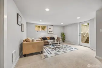 Easy outdoor access from recreation/media room.