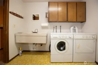 Laundry room, washer & dryer stay.  There is also a counter on the other side and a toilet.