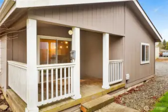 Nice covered porch off the living room.
