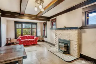 Living with cozy fireplace