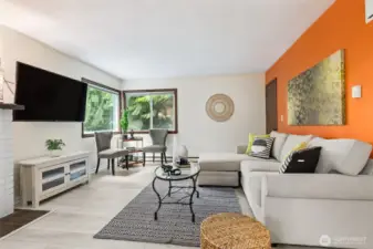 Peek-a-boo view of Budd Inlet from these windows!  Orange wall has been painted cream.