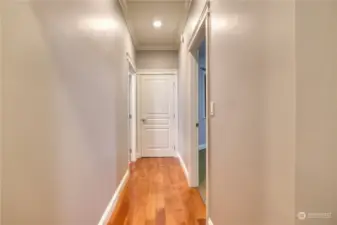 Hallway from Living Room to 2nd Bedroom, Full Bath and Storage