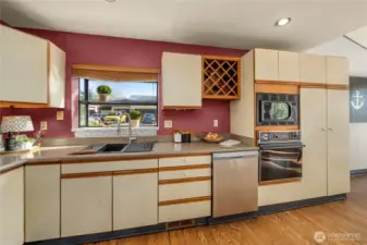 All appliances stay, including microwave oven, built in oven, dishwasher, stove top and refrigerator.
