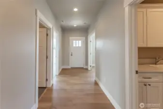 View from living room area to front door of like home