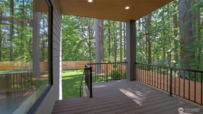 Covered deck is perfect for year-round enjoyment.