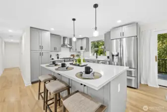 Kitchen with high end appliances and cabinetry