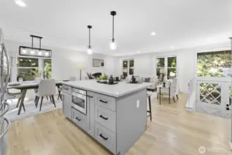 Kitchen view to living room area