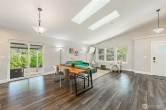 Open floor plan. Nobody misses out on the fun with open concept living, kitchen, and dining space.