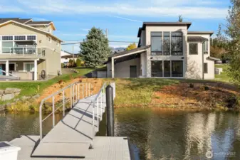 Another view  of the new dock with aluminum railings.