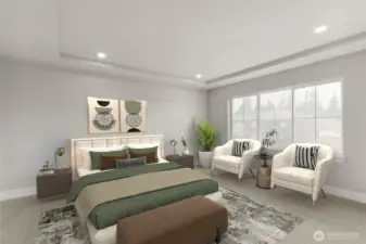 Virtually Stages Primary Bedroom - Photos are for representation only.  Features, colors and selections may differ from photograph. See site agent for details.