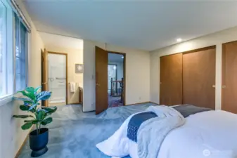 Primary suite has dedicated 3/4 bath