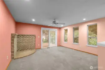 Family room with slider out to the backyard.