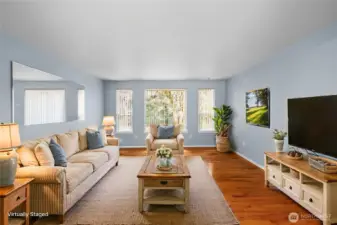 Living room: virtually staged to show you the functionality
