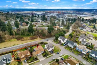 Aerial view looking towards the southwest.