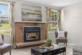 Grids on front windows. Curtain panels stay with home.