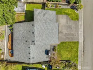 Top down aerial of home and property.