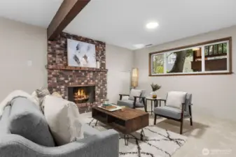 Light and bright rec room, with great ceiling height.